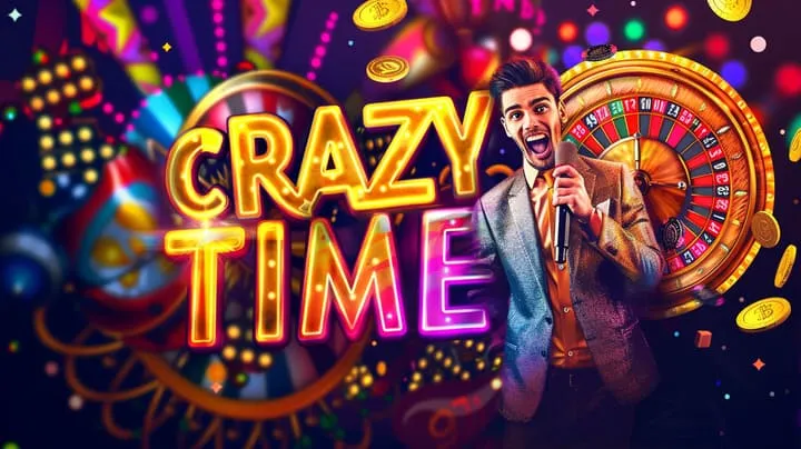 BGD55 Crazy Time colorful bonus wheel featuring multipliers and four unique rounds BGD55 Crazy Time colorful bonus wheel